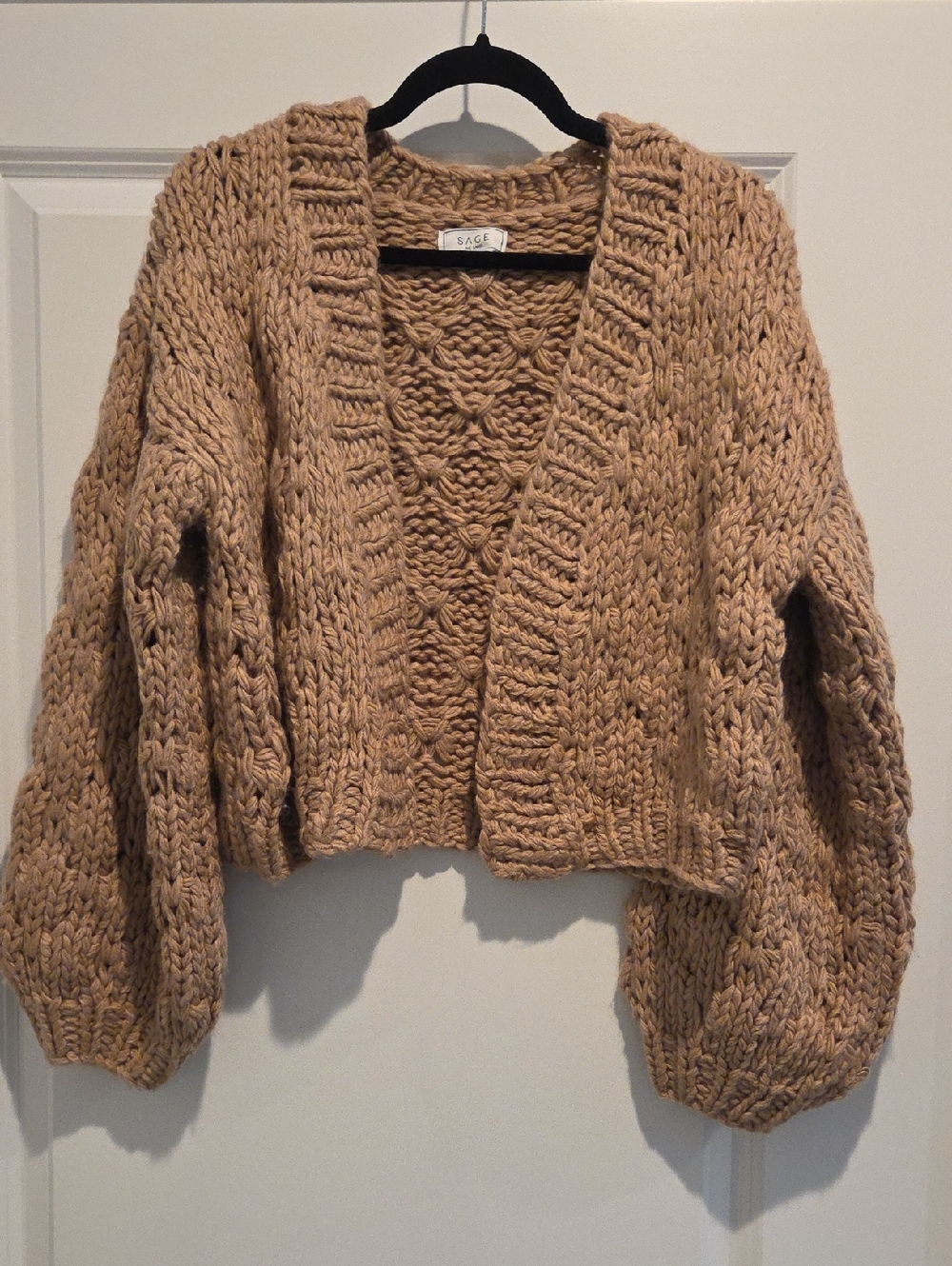 Sage The Label Cropped Chunky Knit Cardigan